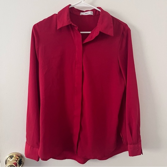 MNG by Mango Red Button Down Women’s Size 4 - Picture 1 of 12